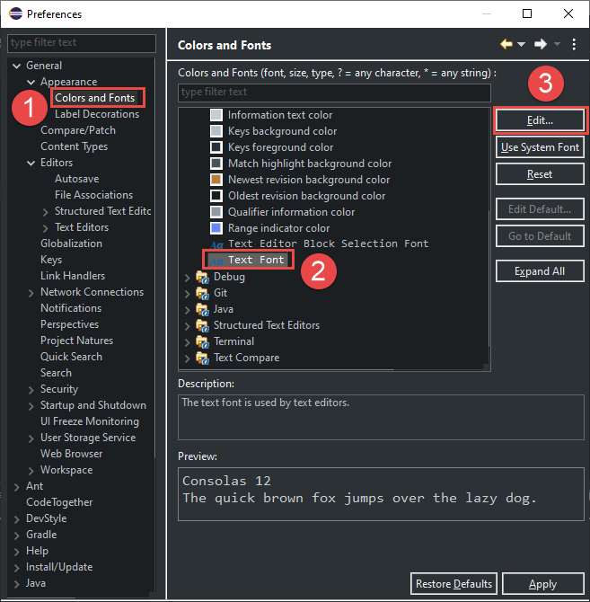 eclipse highlight selected text color